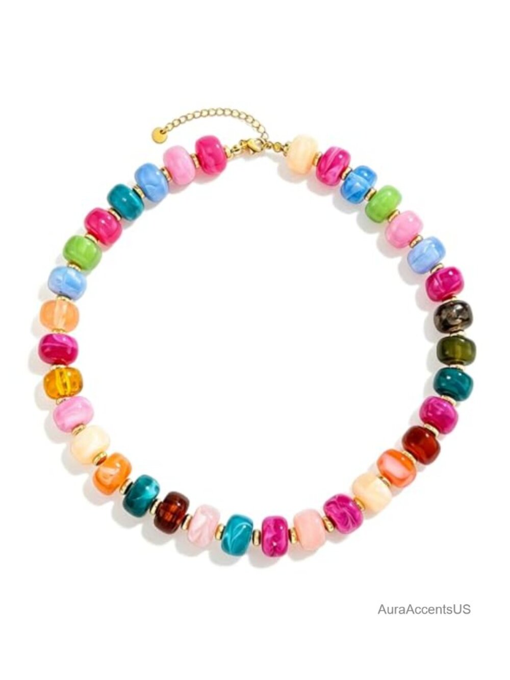 Resin Beaded Choker Necklace for Women, Boho Summer Jewelry